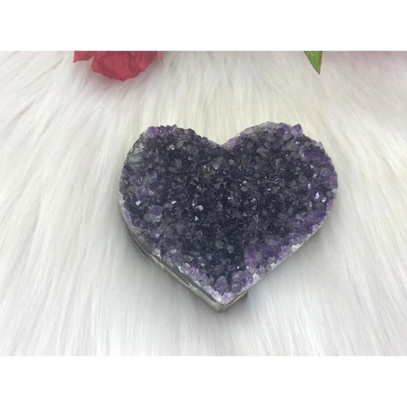 Amethyst Cluster Heart - 77MM Gemmy Amethyst Heart - Quality Amethyst Cluster - Picture 4 of 7